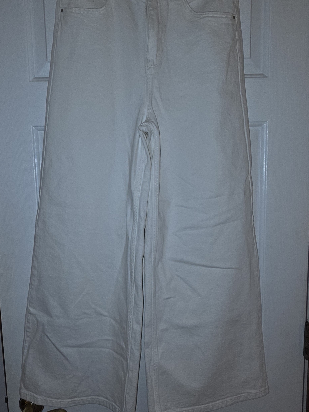 Wrangler Womens A-Line White Wide-Leg Ankle Jeans
